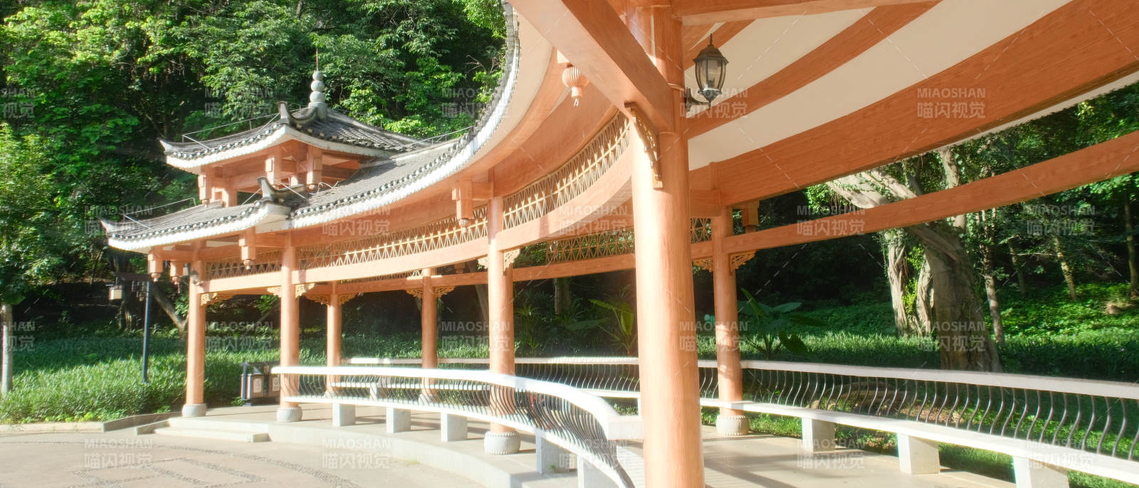 日式凉亭静谧景图片