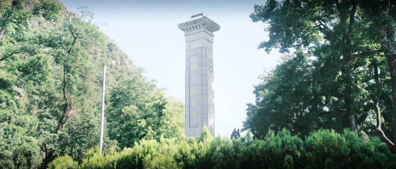 林间古塔静谧景图片