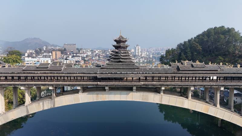 古桥映水 塔影婆娑图片