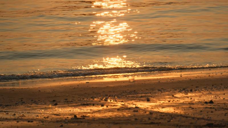 夕阳海面金光闪烁图片