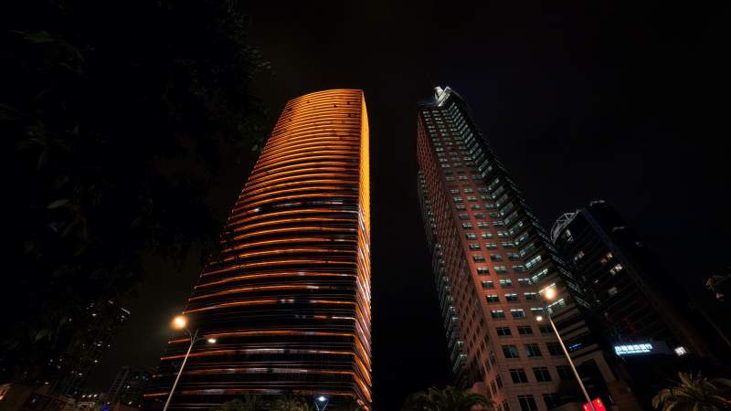 夜幕下的双塔楼厦门图片