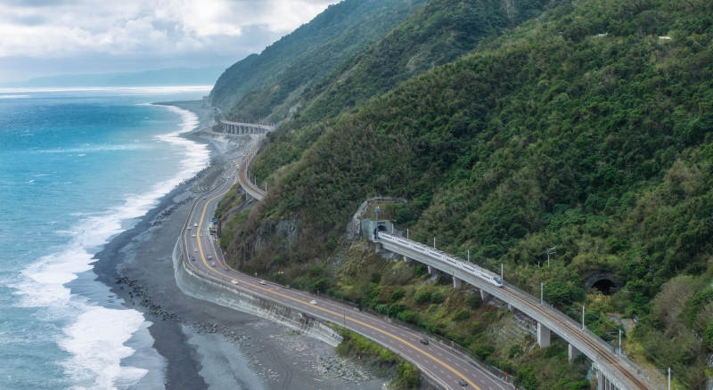 海岸公路与列车图片