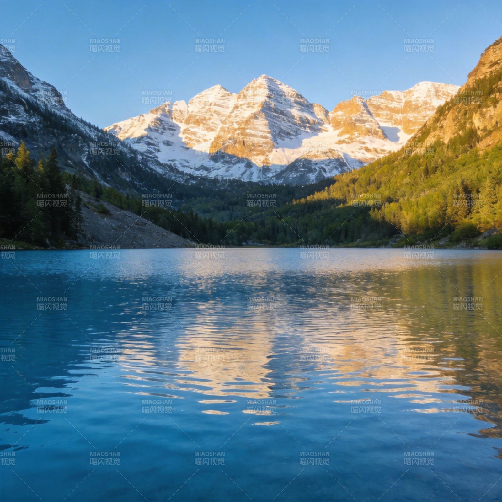 雪山映湖光图片