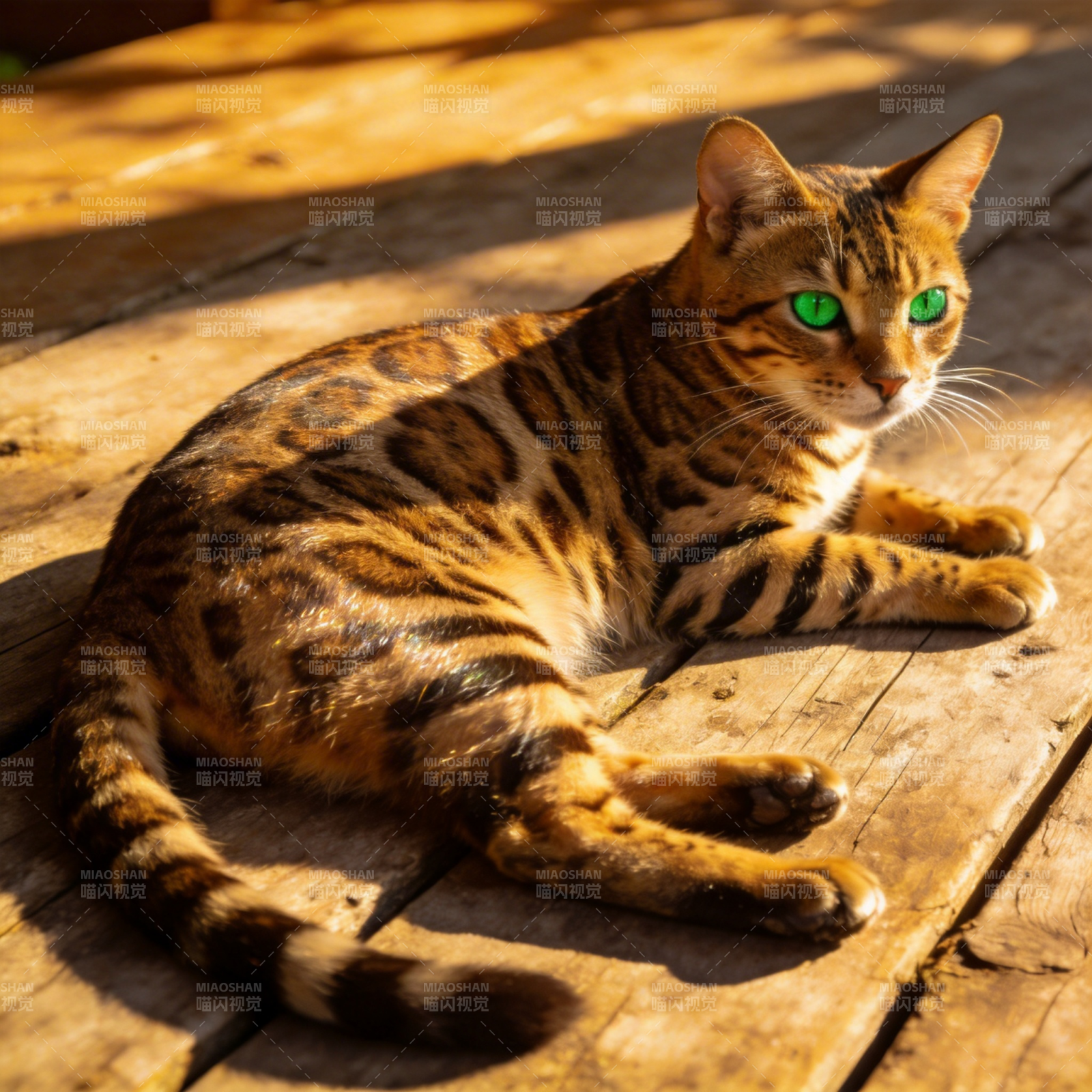 虎斑猫晒太阳图片