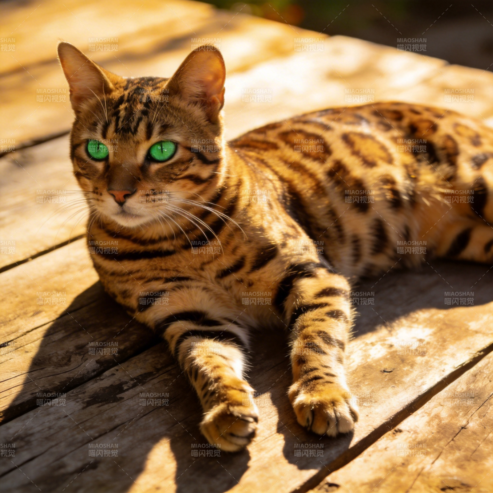 虎斑猫晒太阳图片