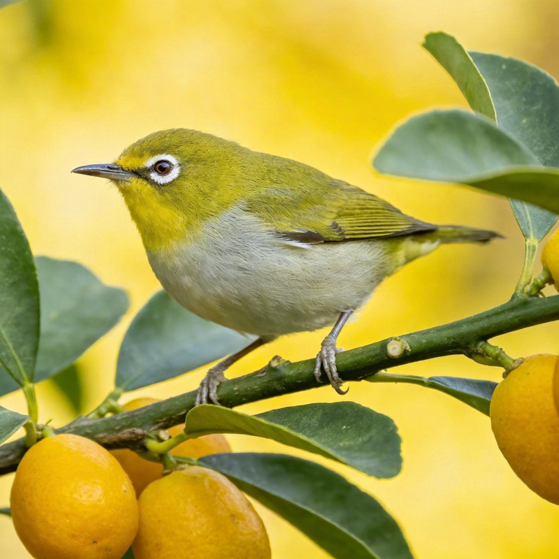绿鸟栖枝橙果旁图片
