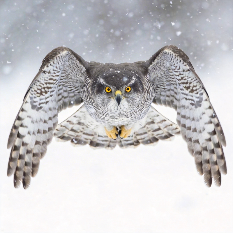 雪中猛禽翱翔图片