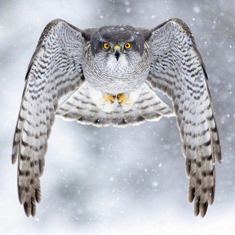 雪中猛禽翱翔图片