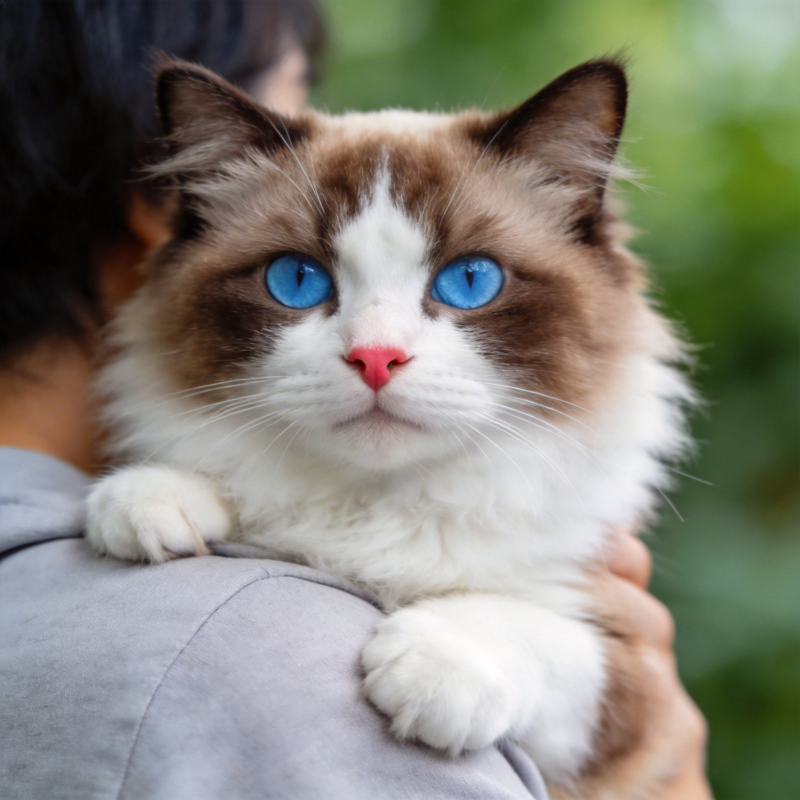 蓝眼猫被抱图片