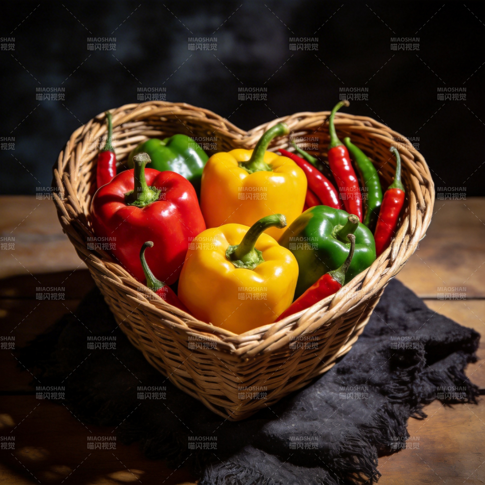 彩椒心形篮图片