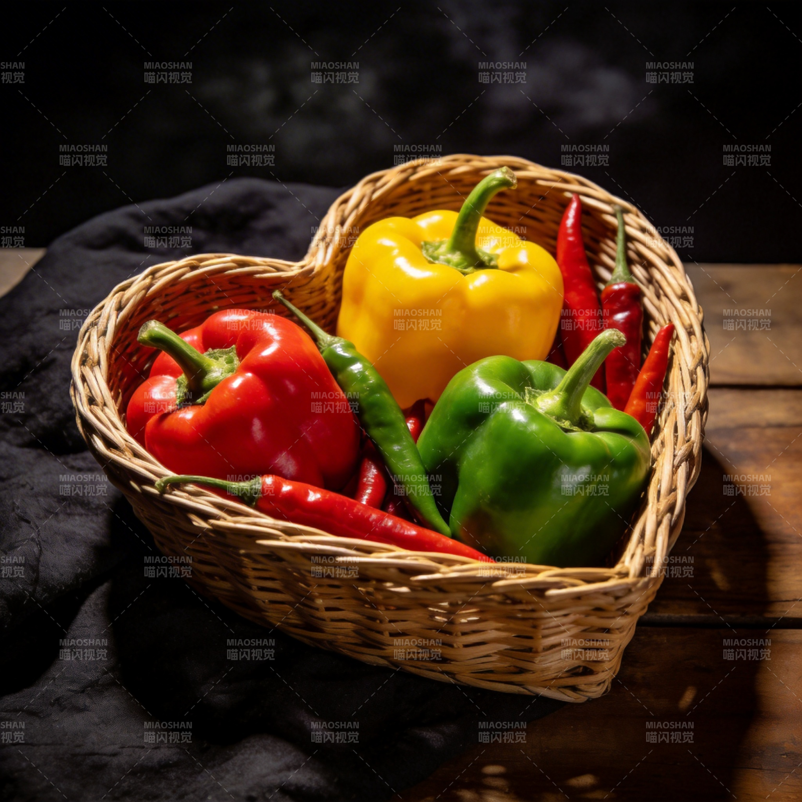 彩椒心形篮图片