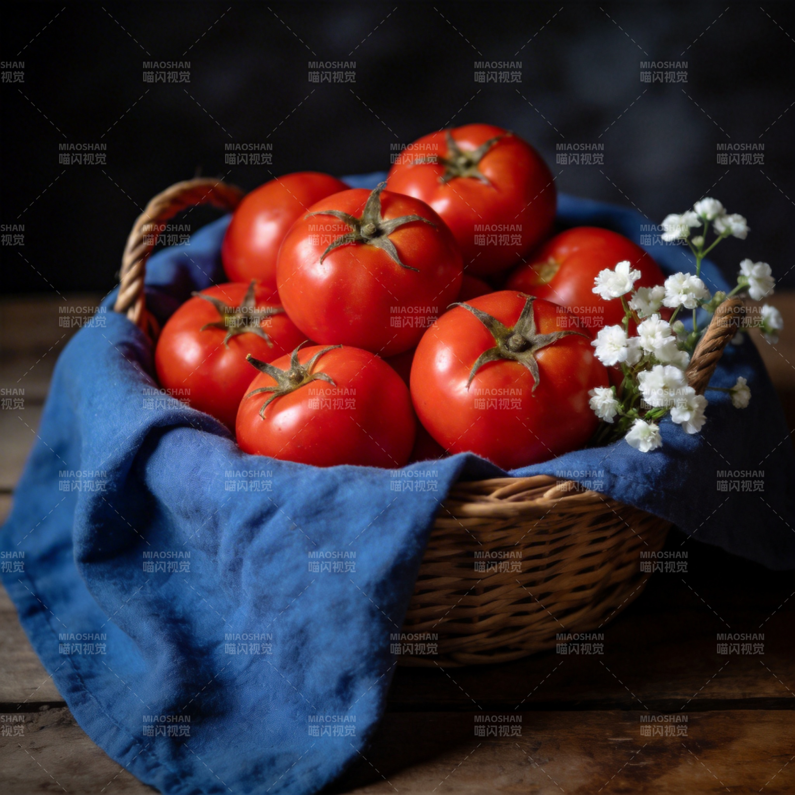 篮中红番茄图片