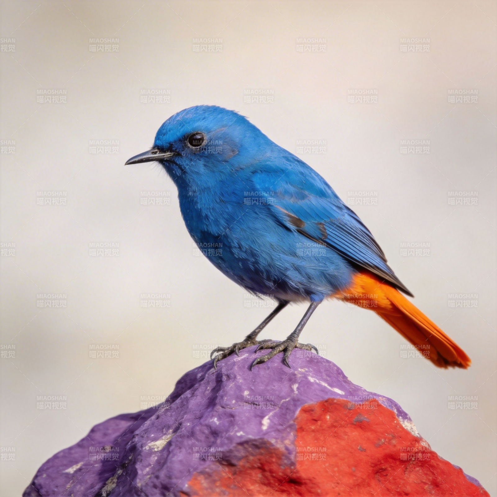 蓝鸟栖紫岩图片