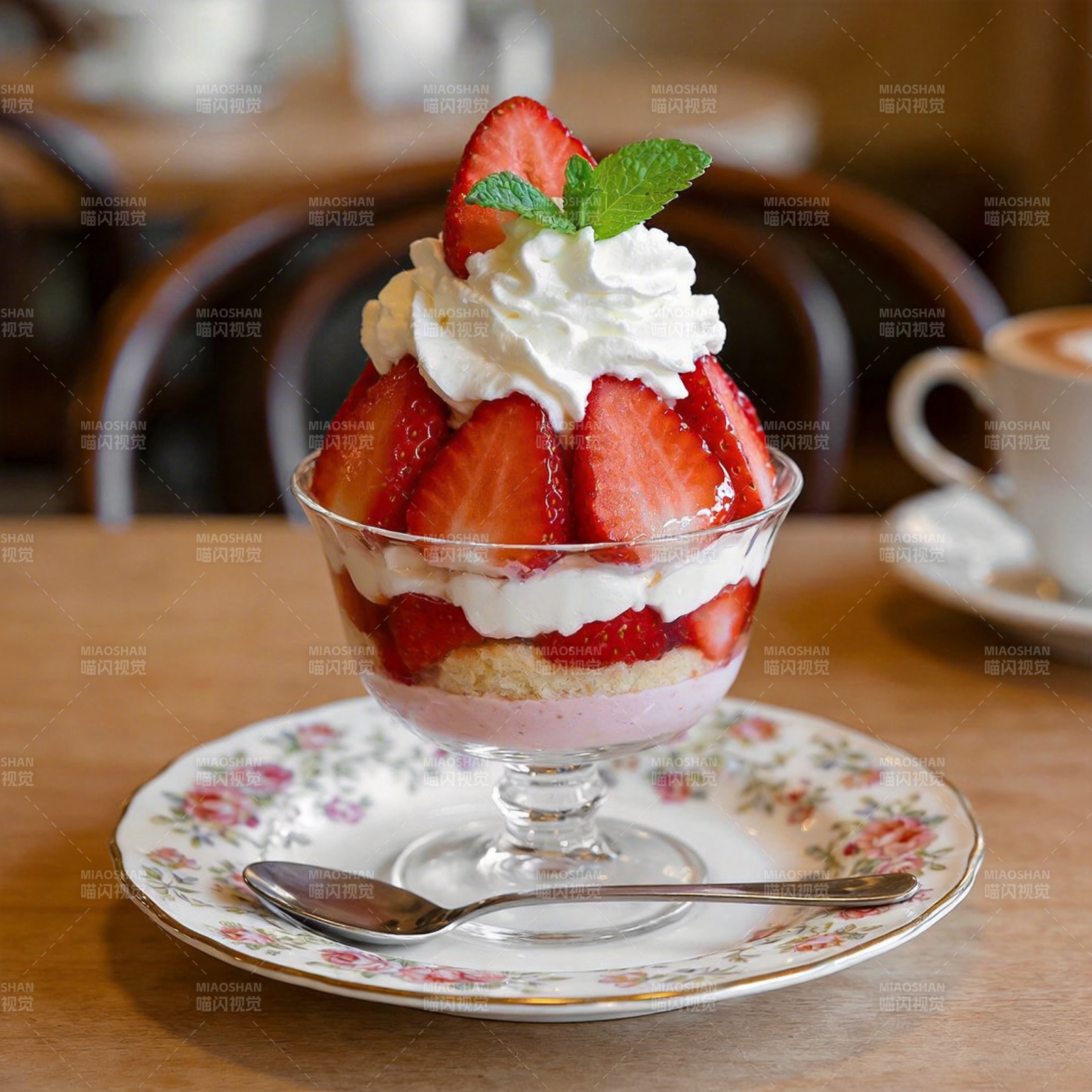 草莓奶油甜品图片