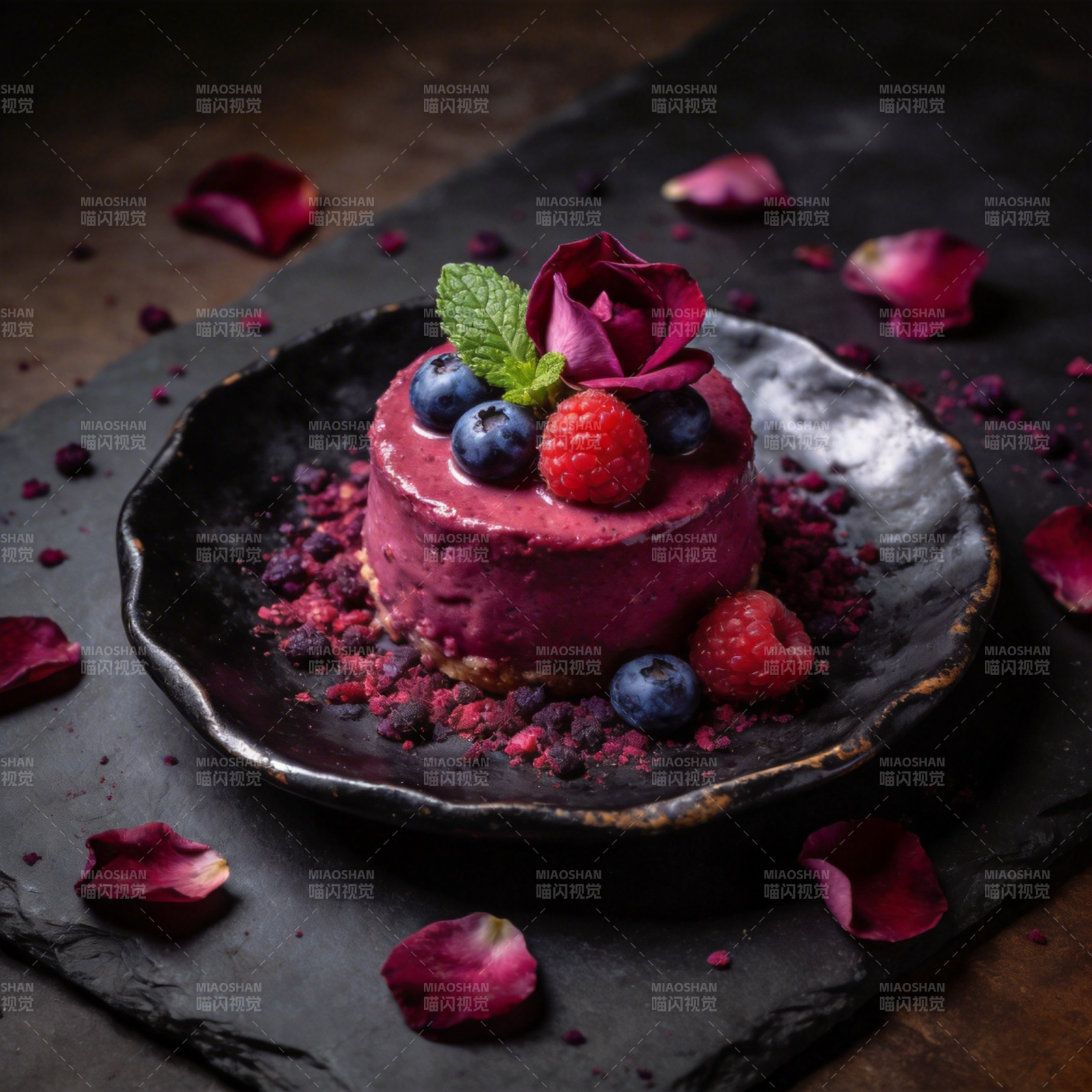 莓果玫瑰慕斯图片