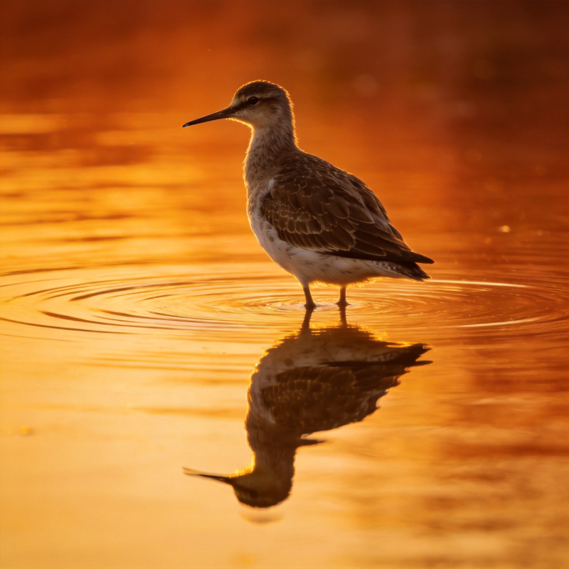 水鸟映金波图片