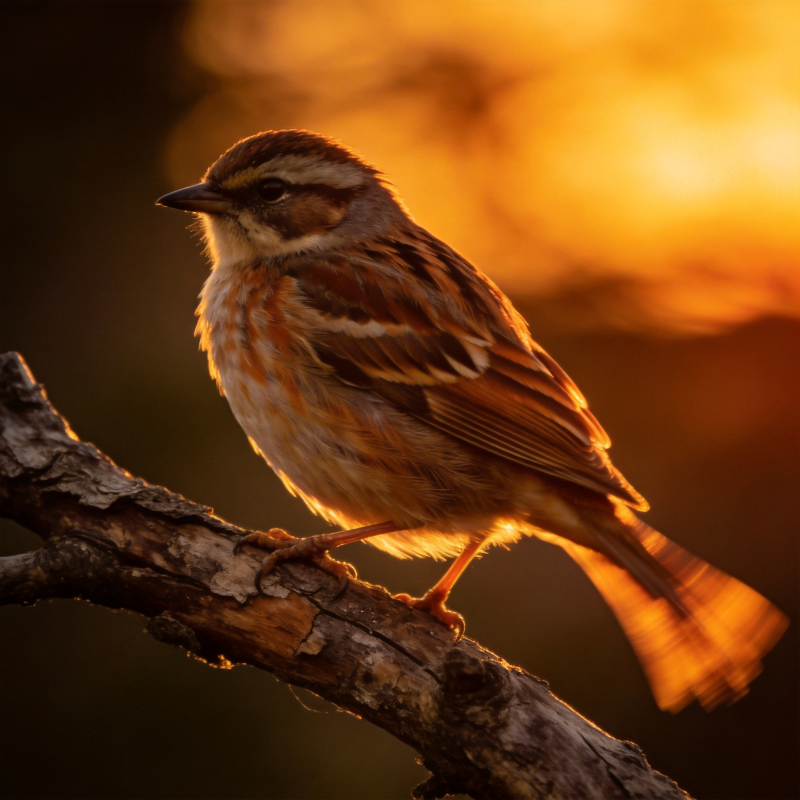 夕阳下的小鸟图片