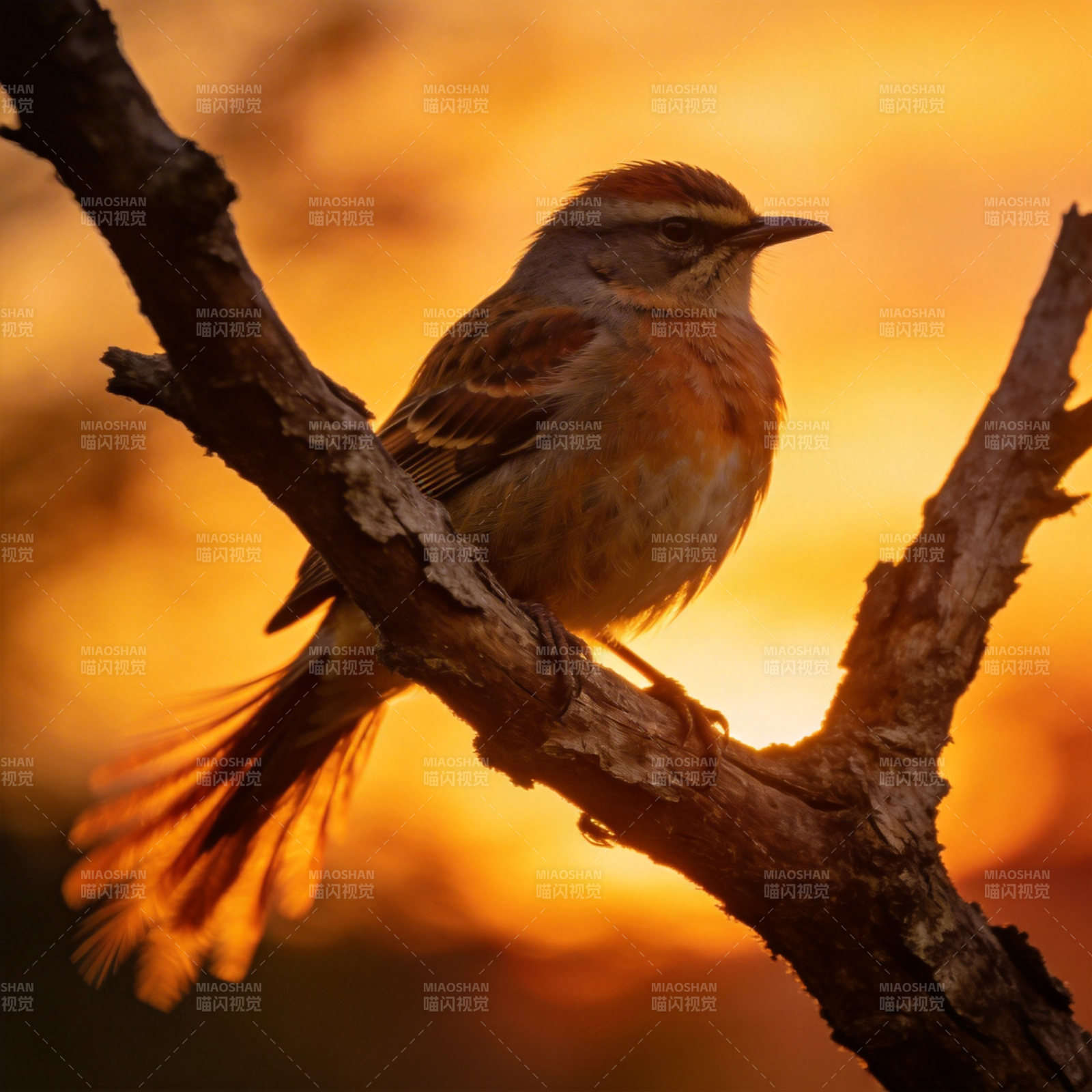 暮色中的小鸟图片