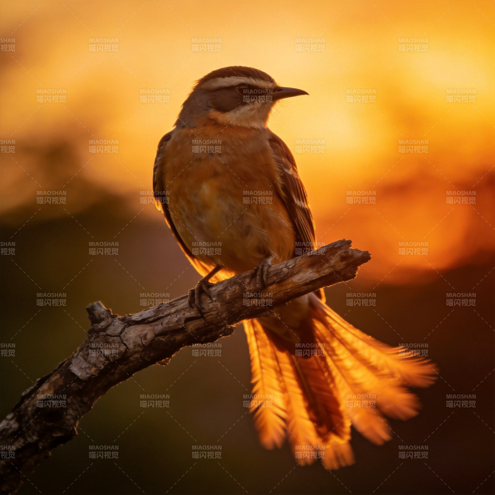 暮色中的鸟影图片