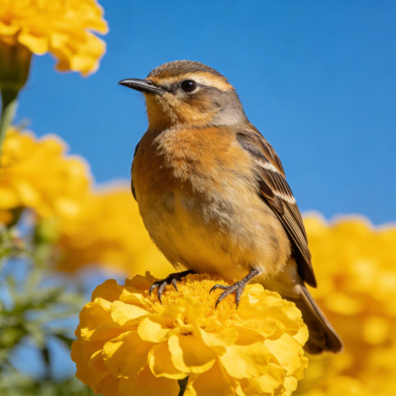 黄花上的小鸟图片