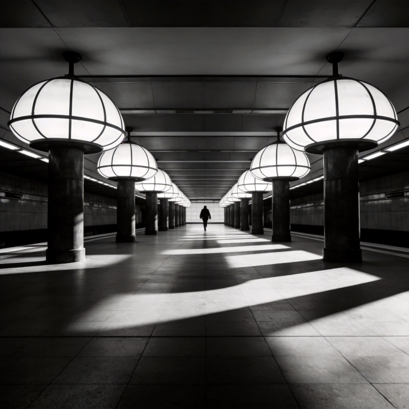 地铁站的光影交错图片