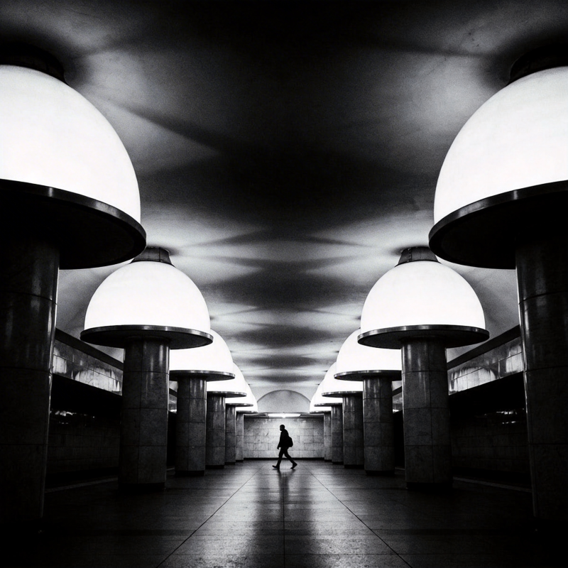 地铁深处的孤影图片