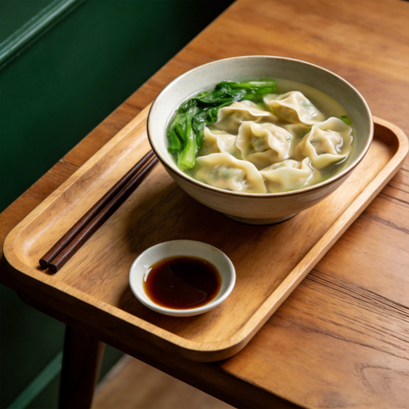 鲜汤饺子配蘸料图片