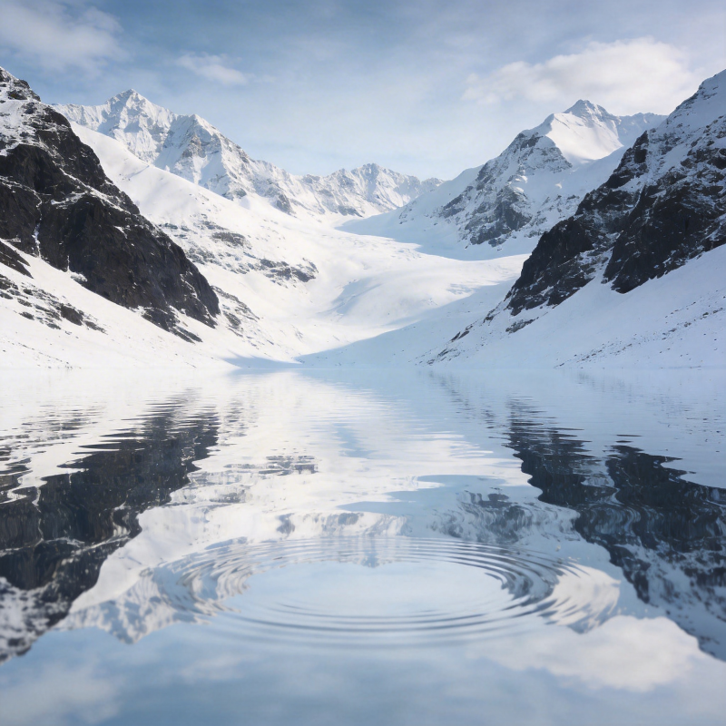 雪山倒影湖心涟漪图片