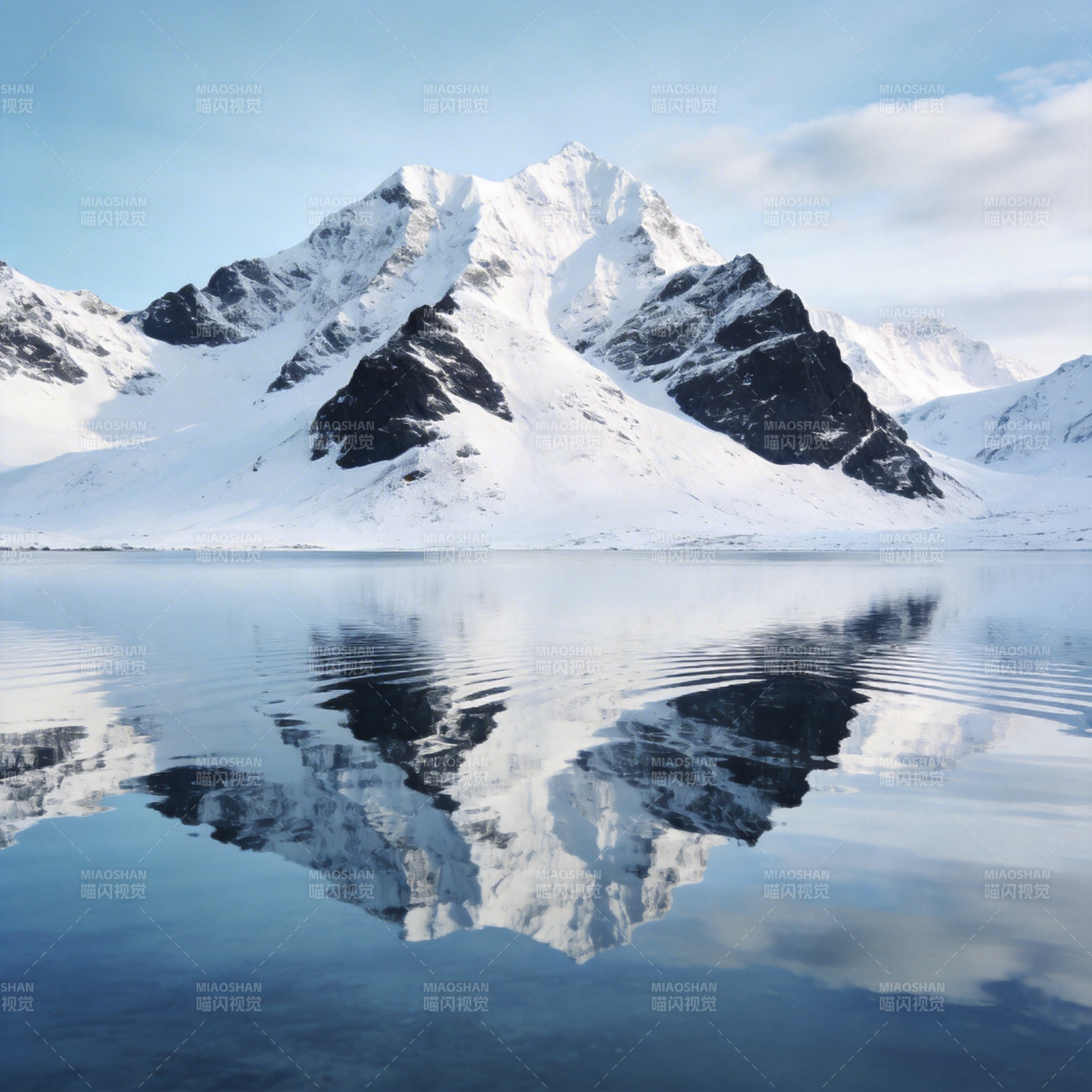 雪山倒影湖中图片