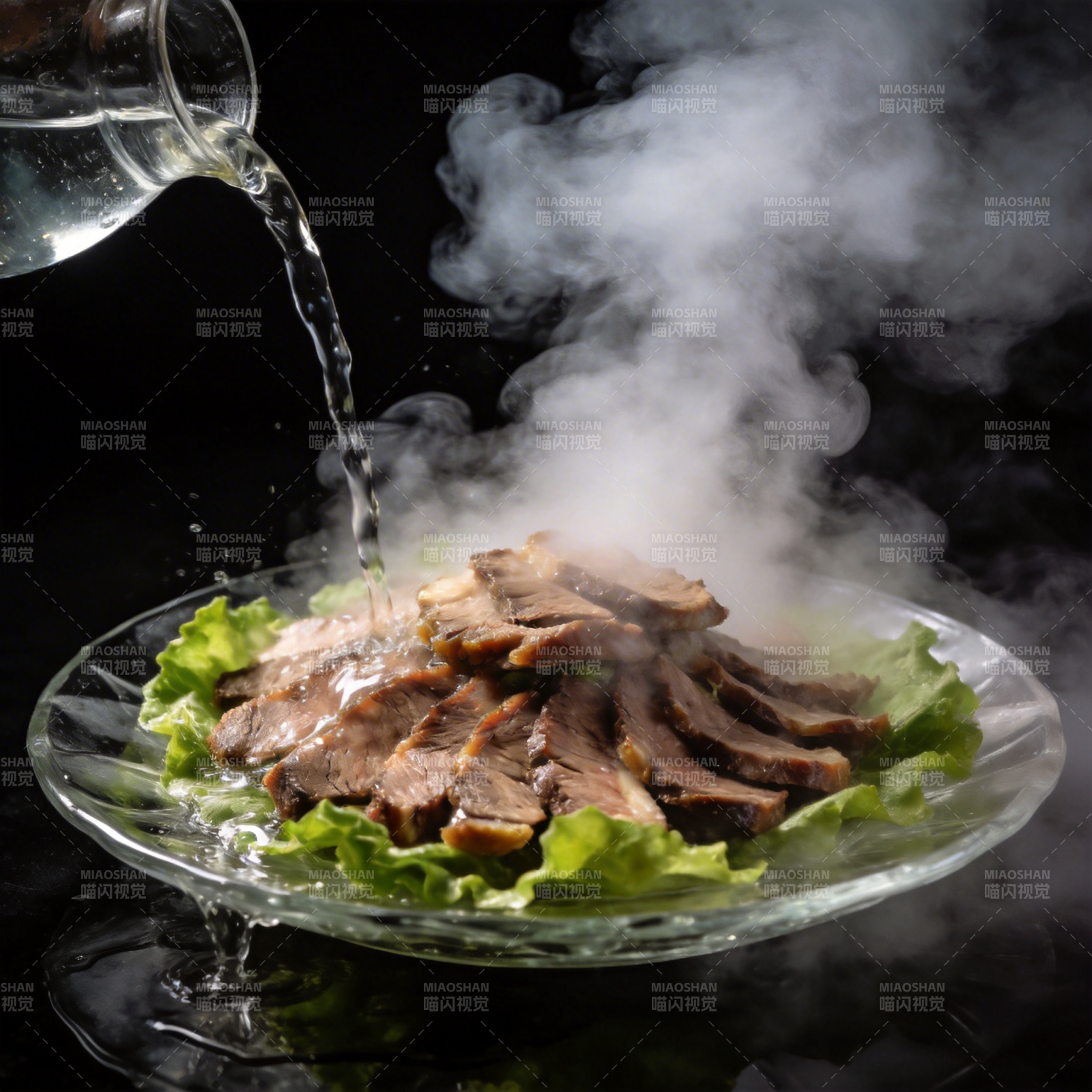 热气腾腾的牛肉片图片