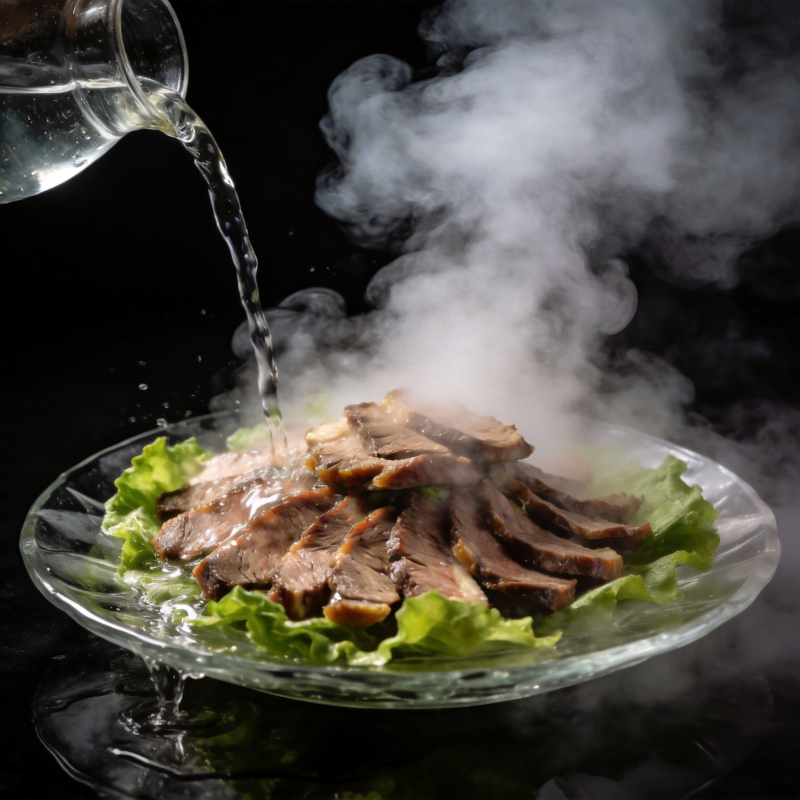 热气腾腾的牛肉片图片