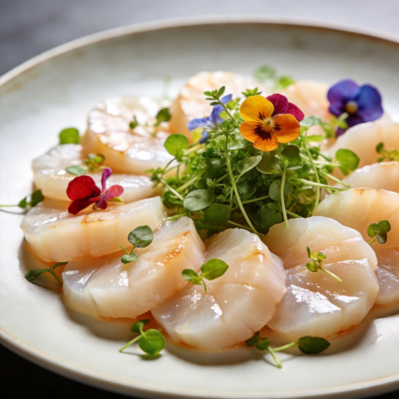 鲜嫩扇贝配花饰图片