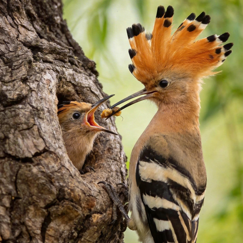 戴胜鸟喂雏图片