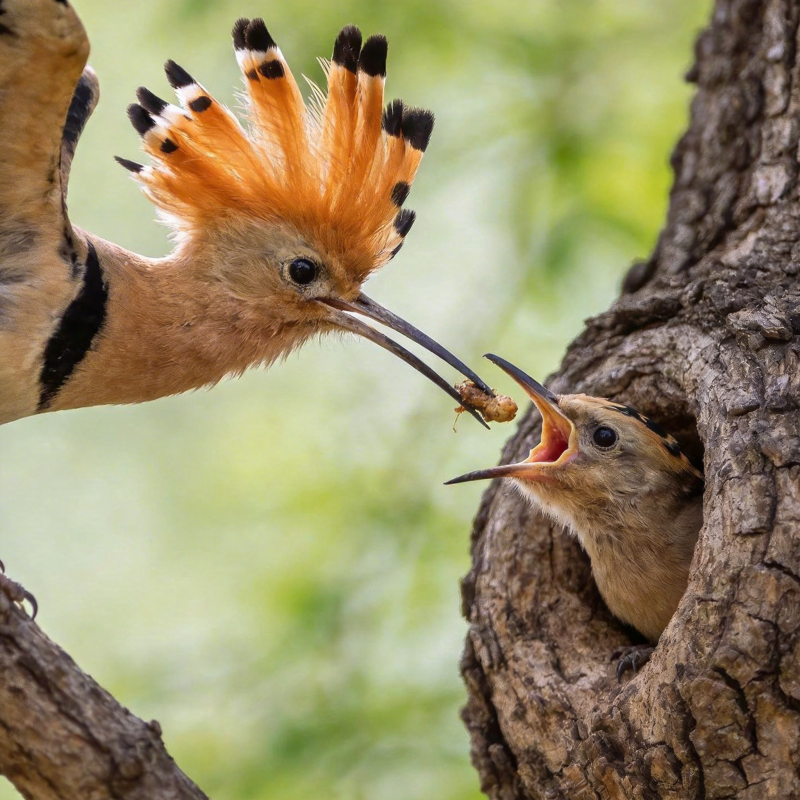 戴胜喂雏鸟图片