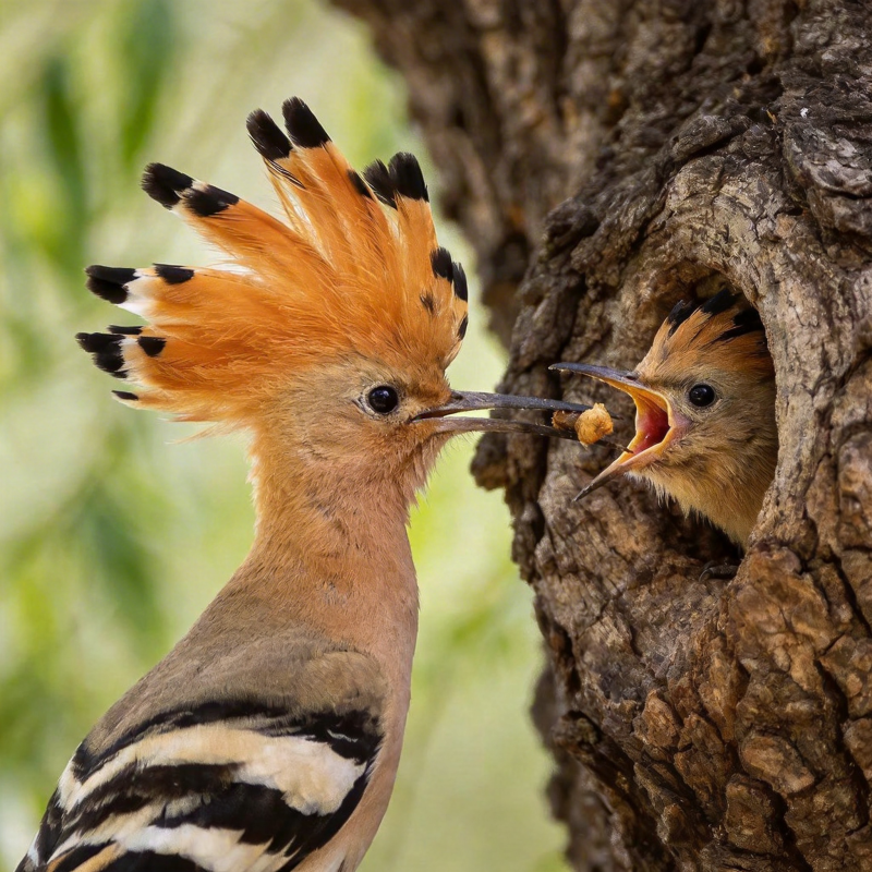 戴胜鸟喂雏图片
