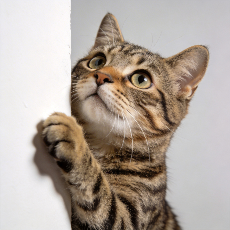 猫咪探头好奇观望图片