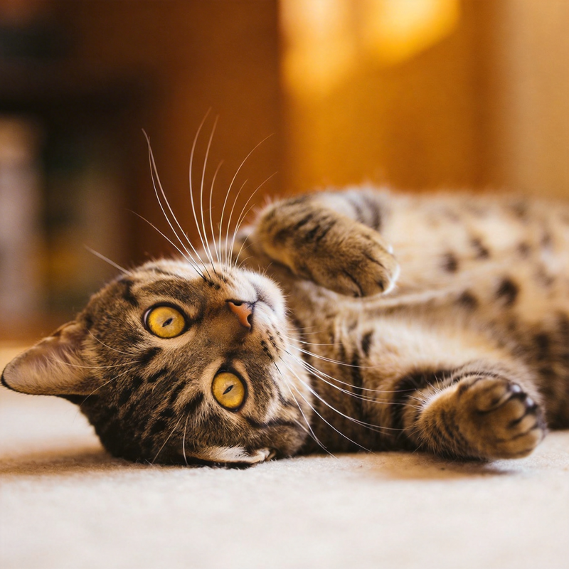 猫咪仰卧萌态图片