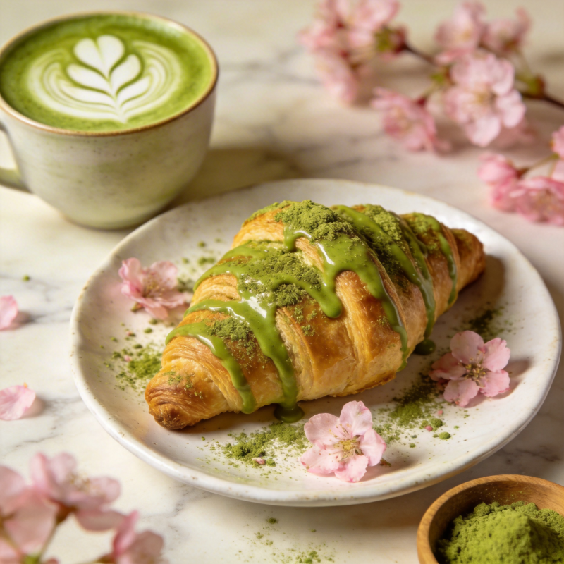 抹茶羊角包图片