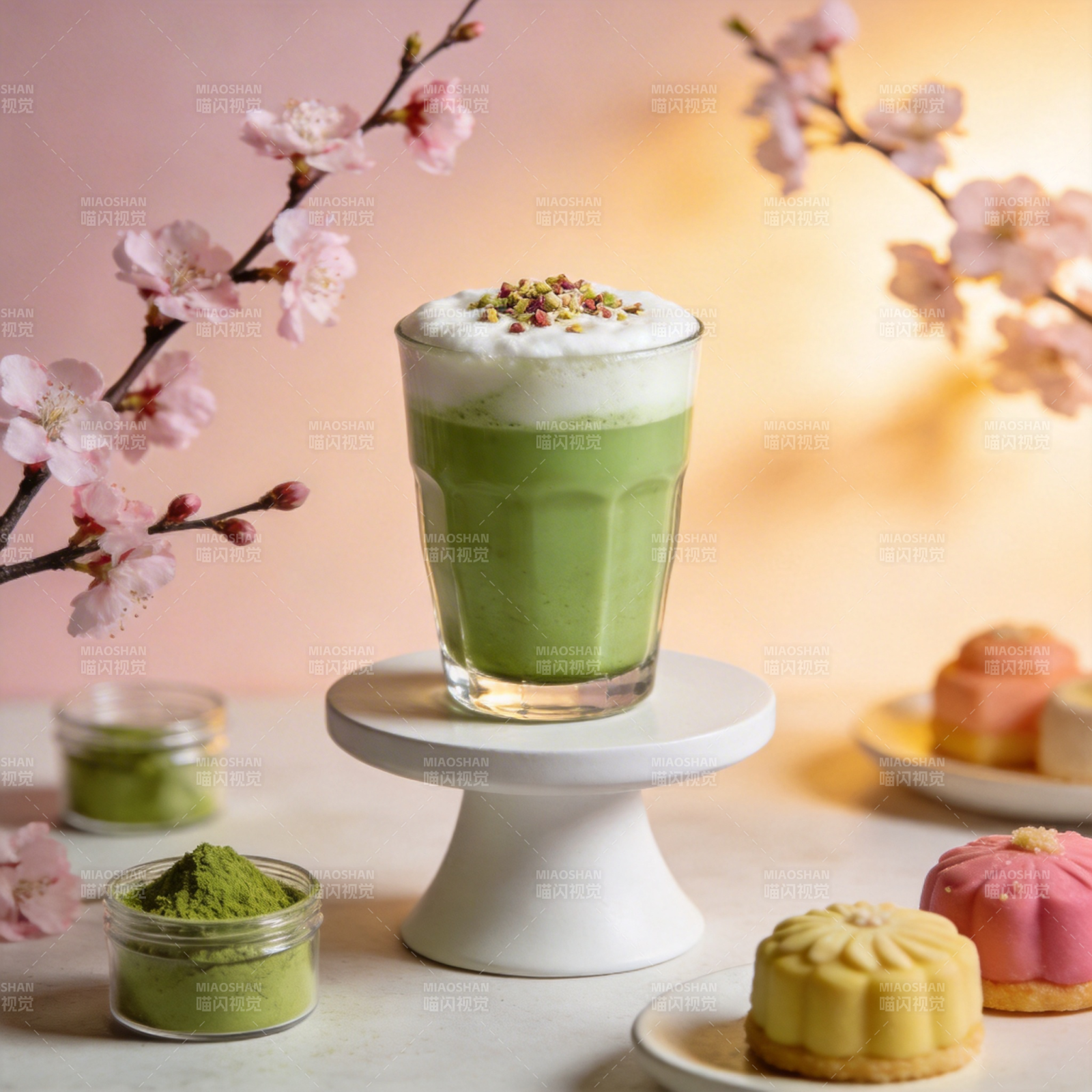 抹茶拿铁春日赏图片