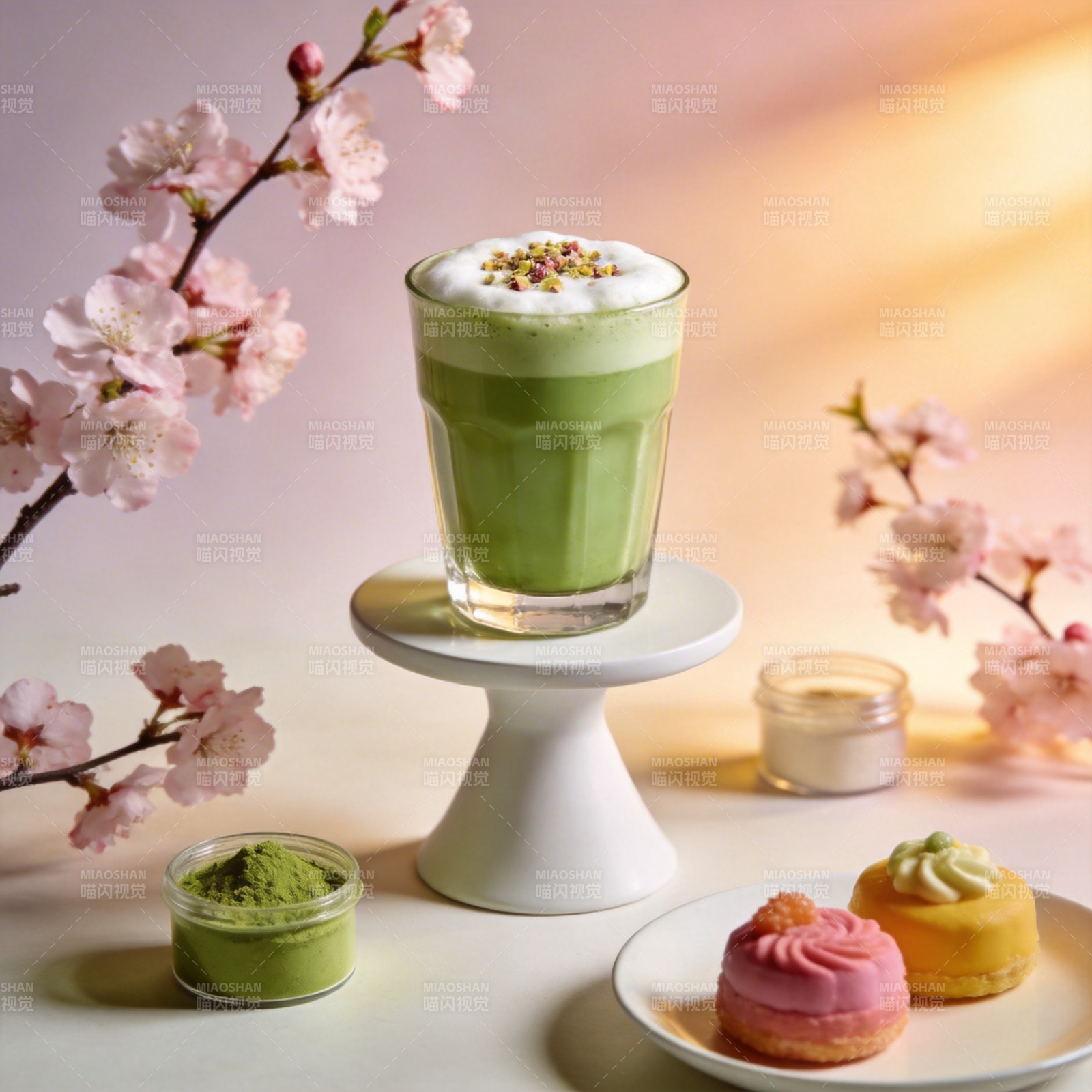 樱花抹茶拿铁图片