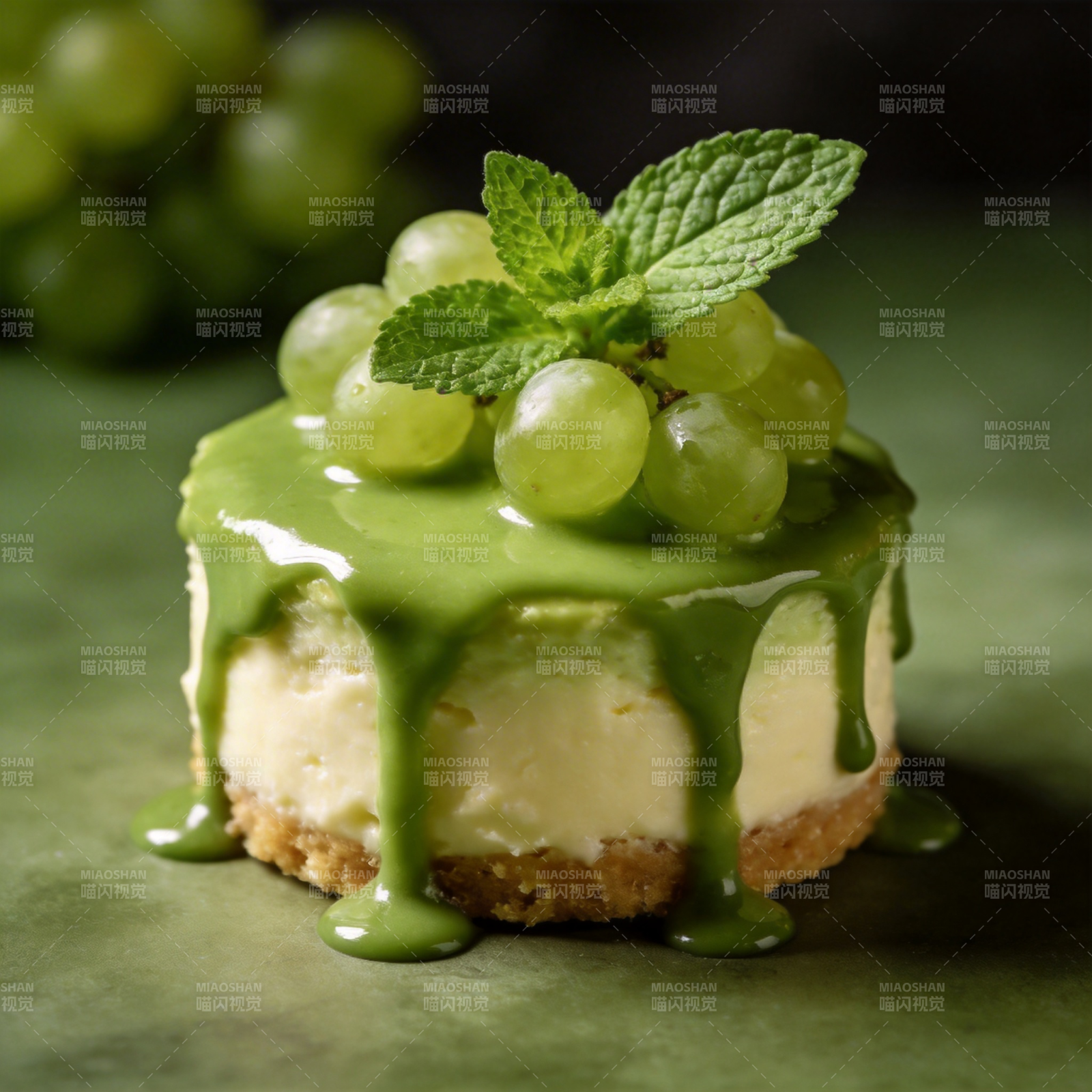 抹茶葡萄小蛋糕图片