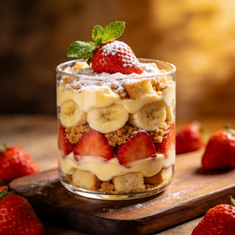 草莓香蕉布丁杯图片