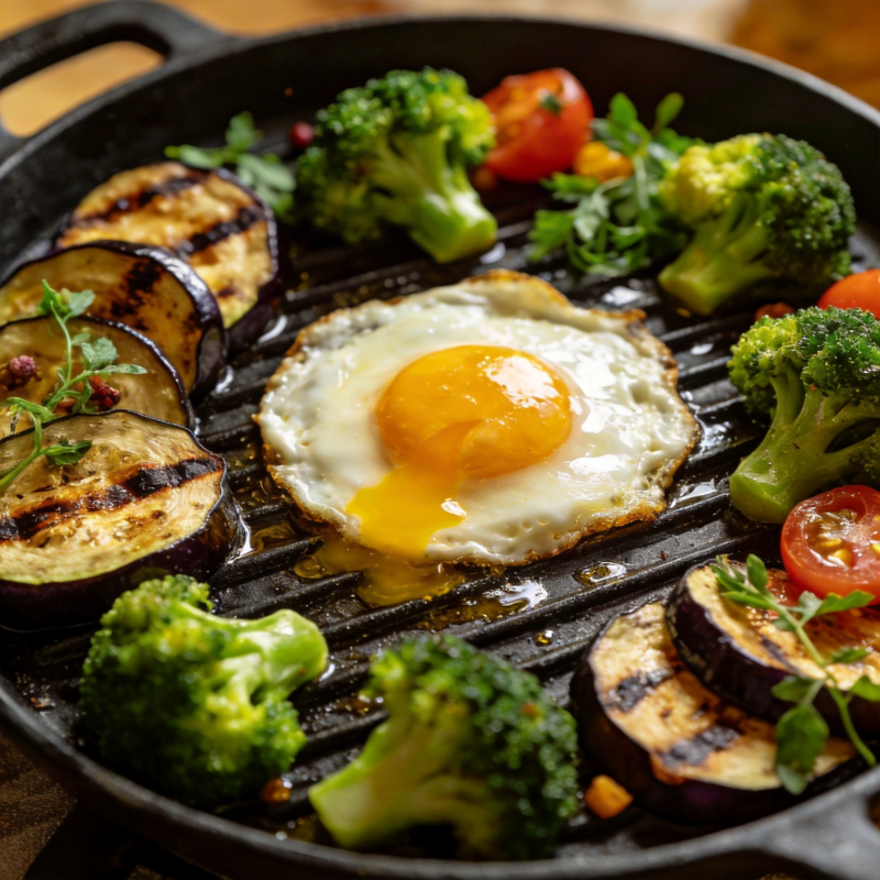 煎蛋配蔬菜拼盘图片