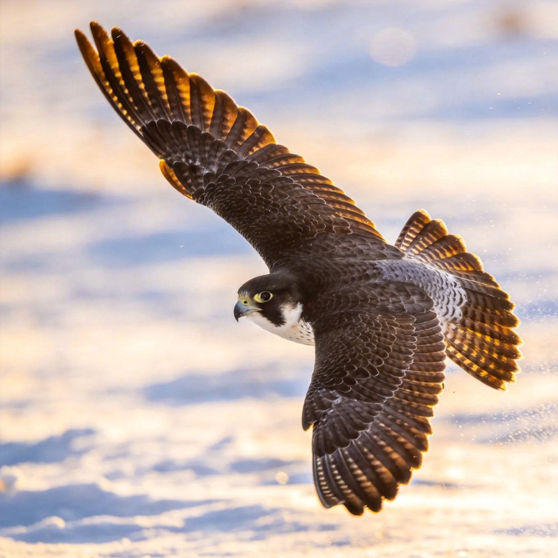猎鹰翱翔雪原图片