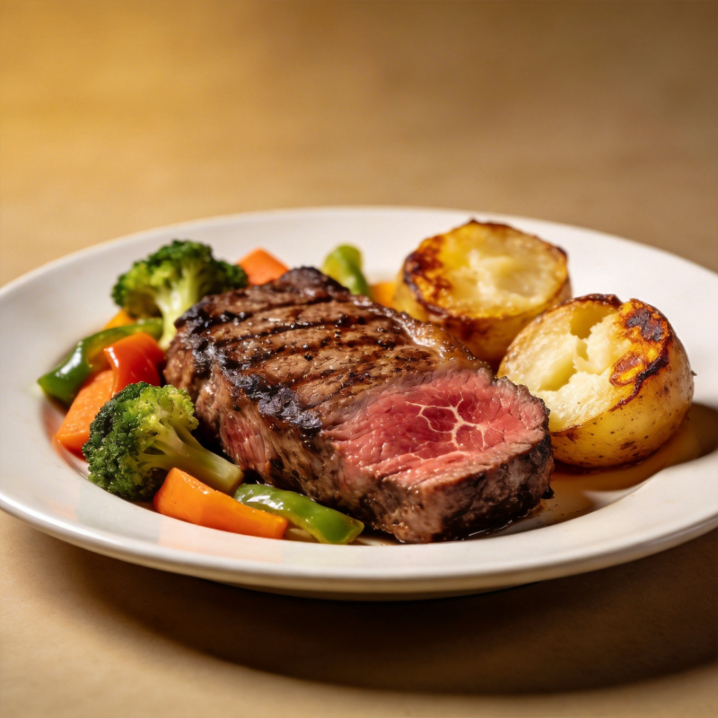 牛排配时蔬烤土豆图片