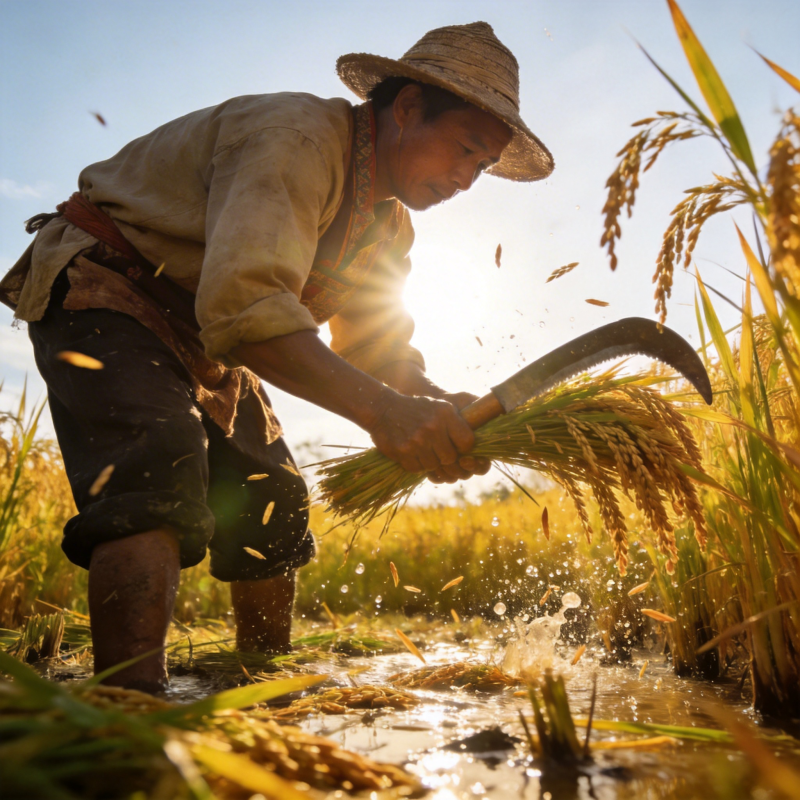 稻田收割忙图片