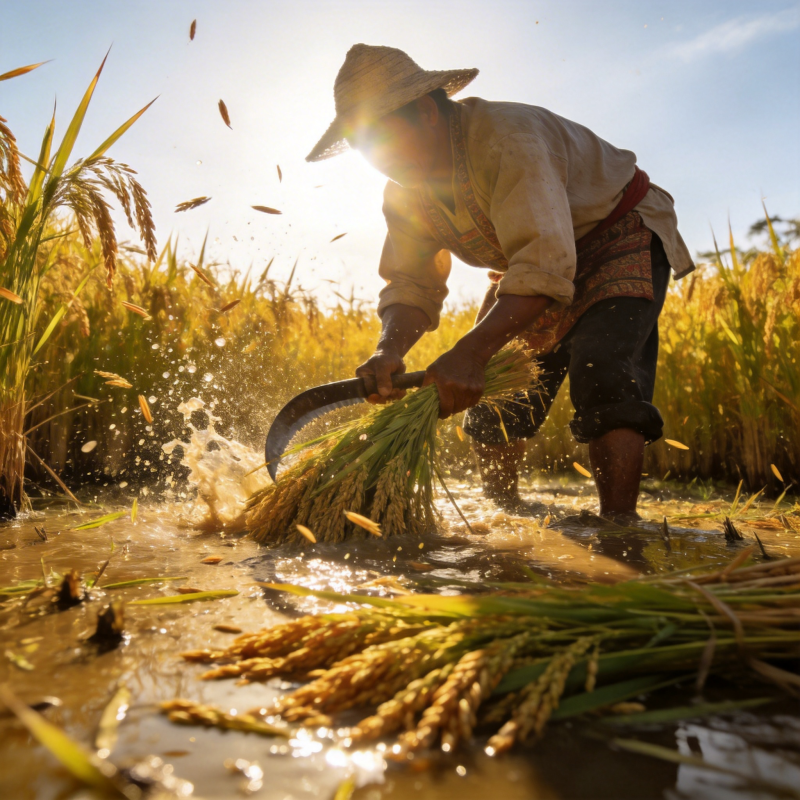 稻田收割忙图片