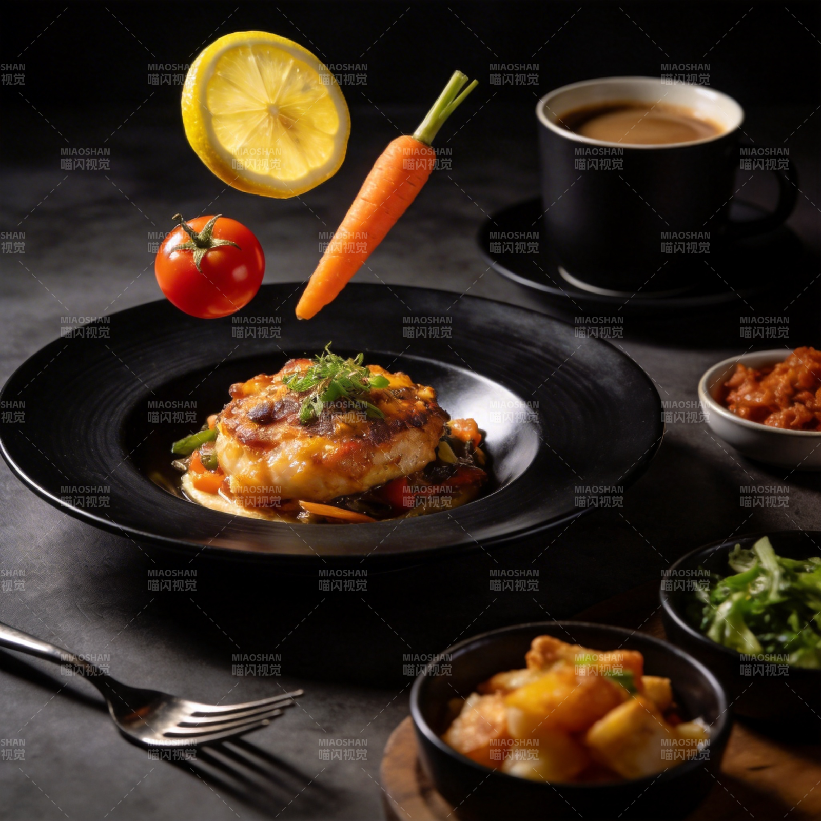 美味飞舞的食材图片