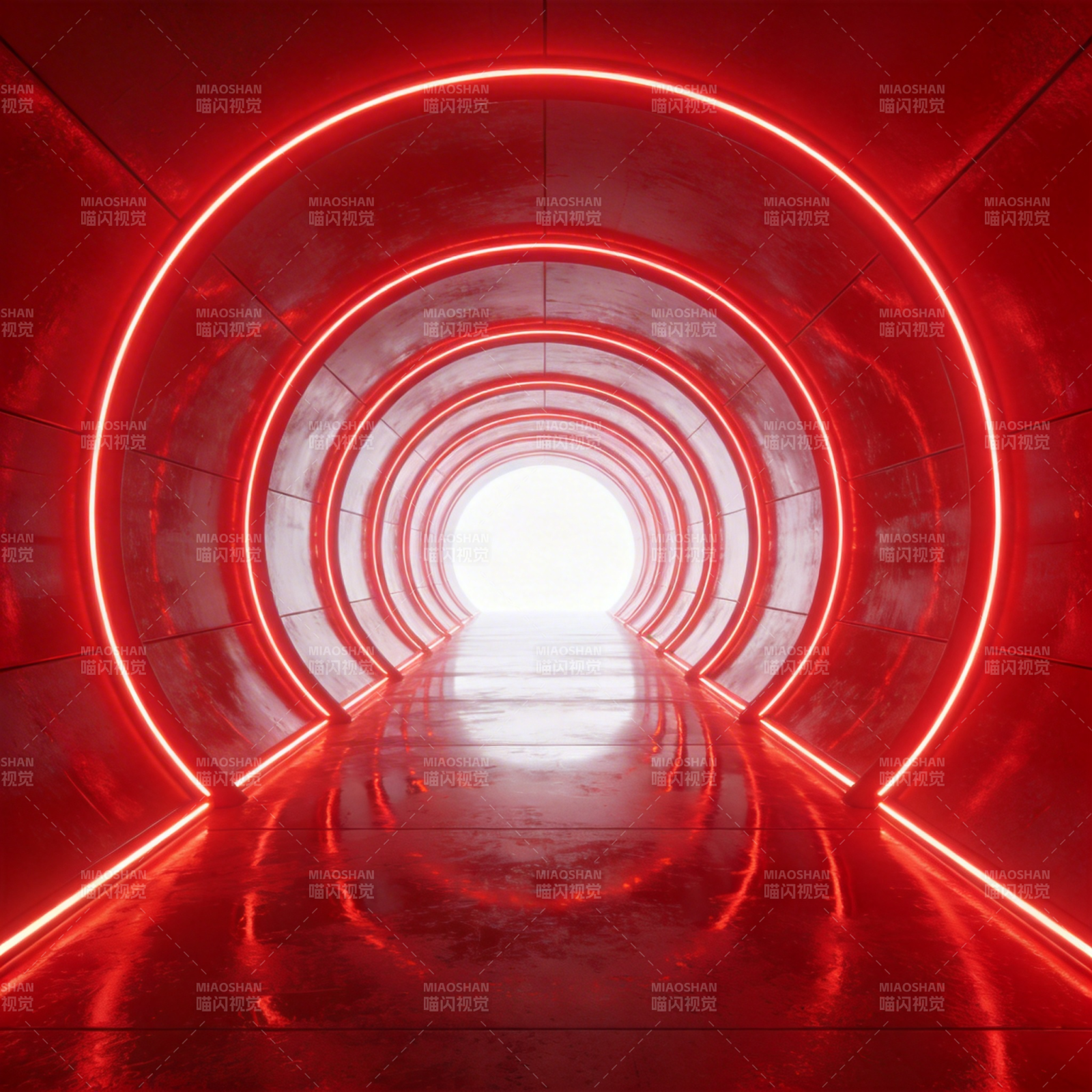红色光隧通向光明图片