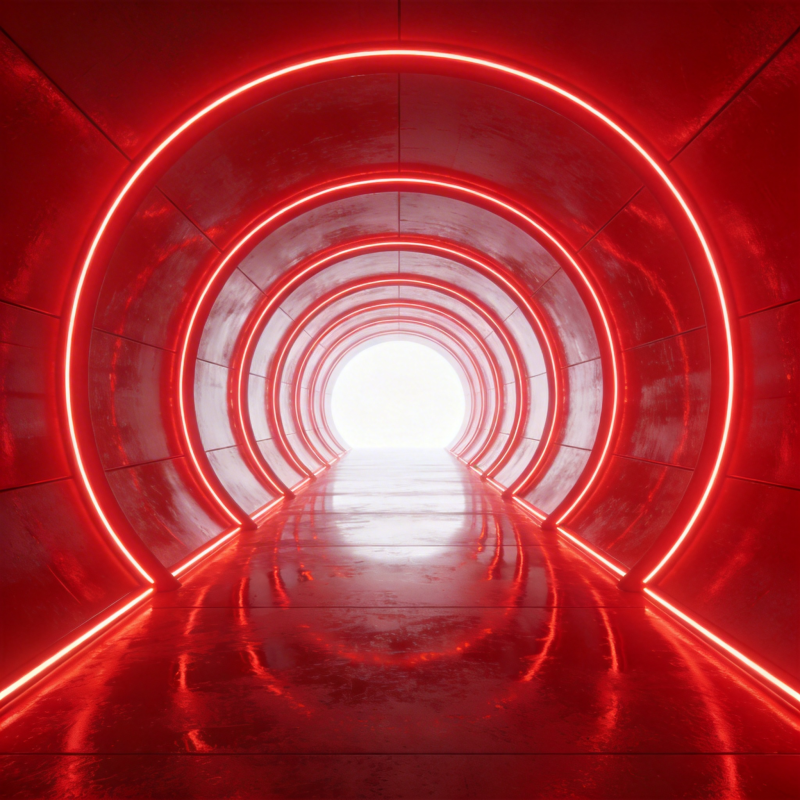 红色光隧通向光明图片